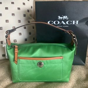 Coach Factory Hampton Weekend Satin Purse- green